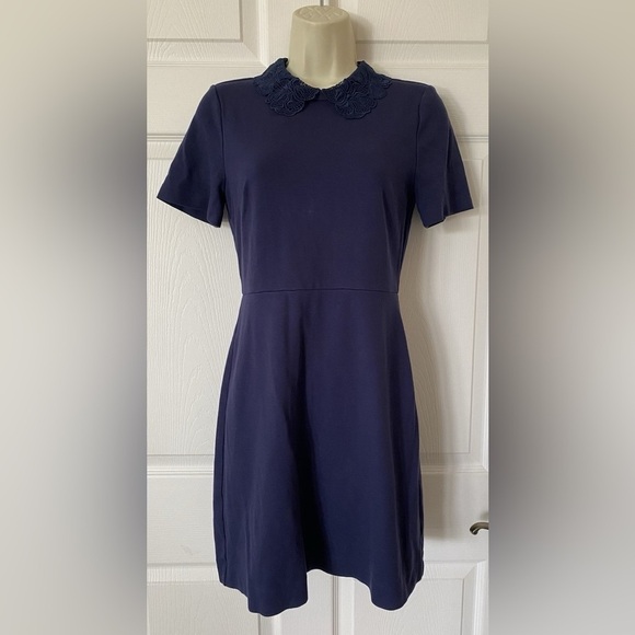 Draper James - Blue Sheath Mini Dress with Peter Pan Collar - Picture 1 of 9